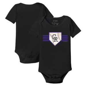 Infant Tiny Turnip Black Colorado Rockies Base Stripe Bodysuit