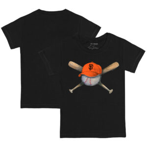 Toddler Tiny Turnip  Black San Francisco Giants Hat Cross Bats T-Shirt