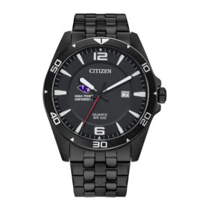 Men's High Point Panthers Citizen Quartz Black-Tone Stainless Steel Watch