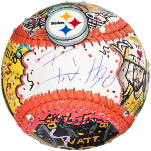 T.J. Watt Pittsburgh Steelers Autographed Baseball - Art by Charles Fazzino - B593002