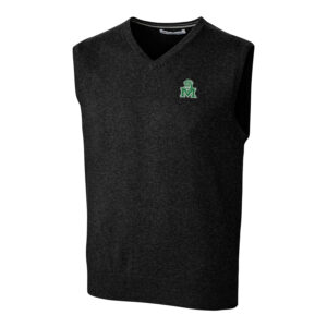 Men's Cutter & Buck Black Marshall Thundering Herd Lakemont Vault Logo Vest