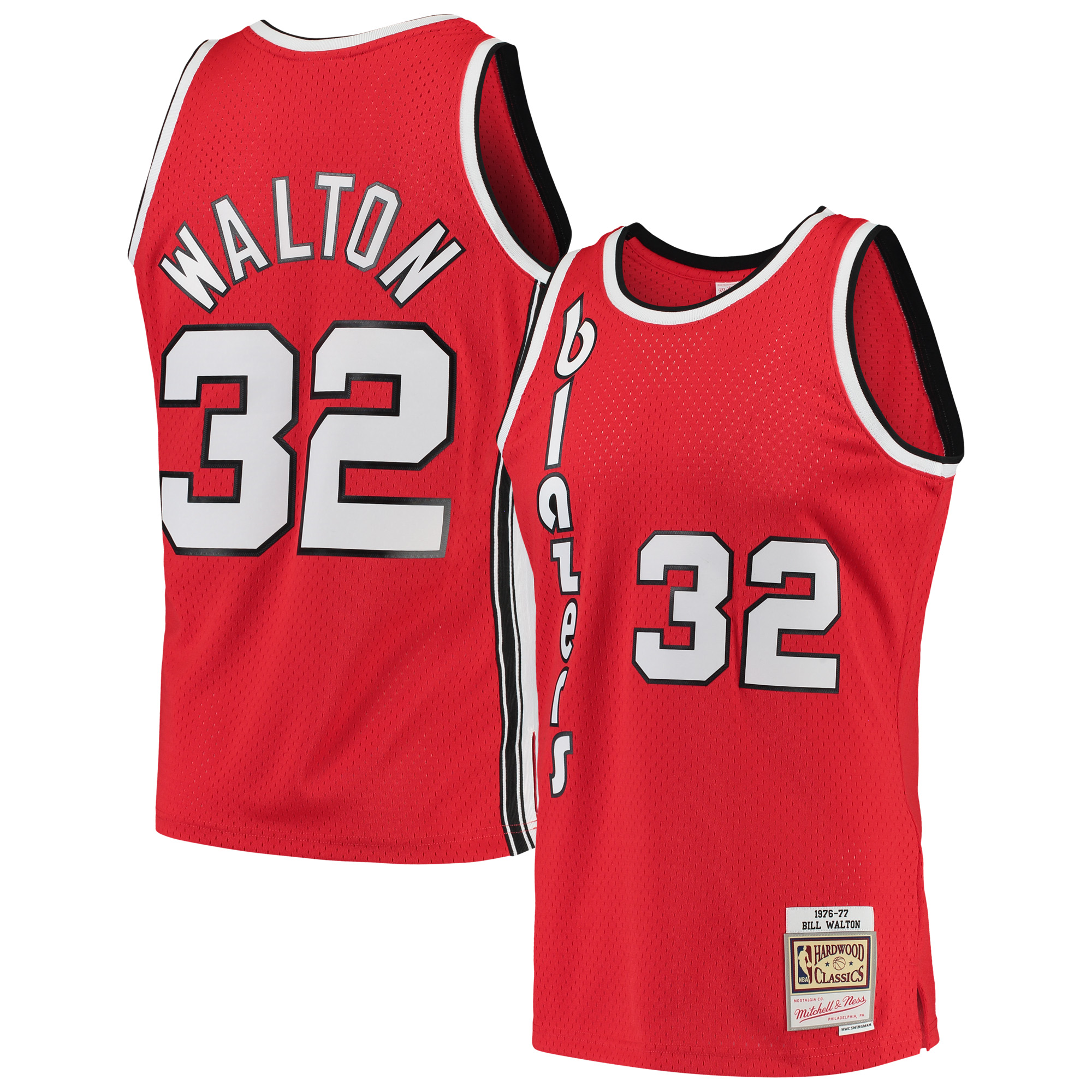 Men's Mitchell & Ness Bill Walton Red Portland Trail Blazers 1976/77 Hardwood Classics Swingman Jersey - Image 2