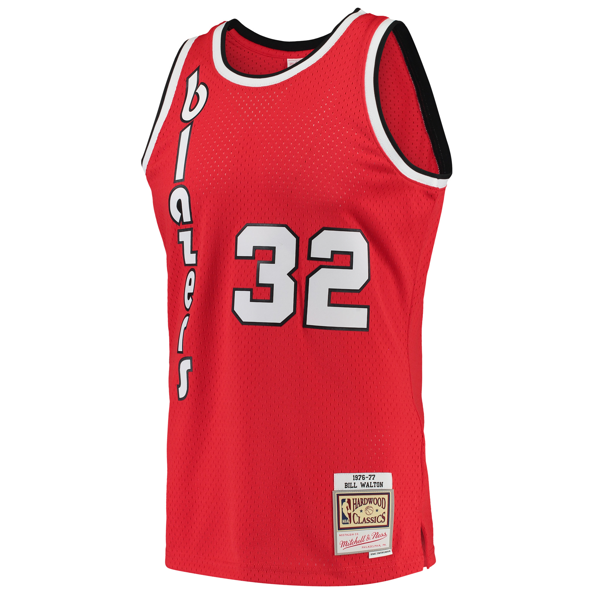 Men's Mitchell & Ness Bill Walton Red Portland Trail Blazers 1976/77 Hardwood Classics Swingman Jersey - Image 6