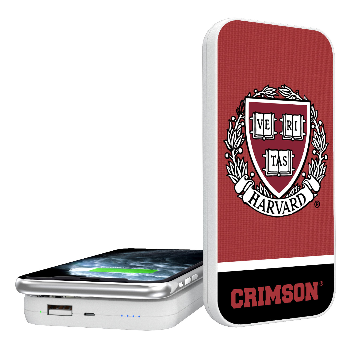 Harvard Crimson Endzone Solid Design Wireless 5000mAh Powerbank