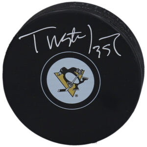Tristan Jarry Pittsburgh Penguins Autographed Hockey Puck
