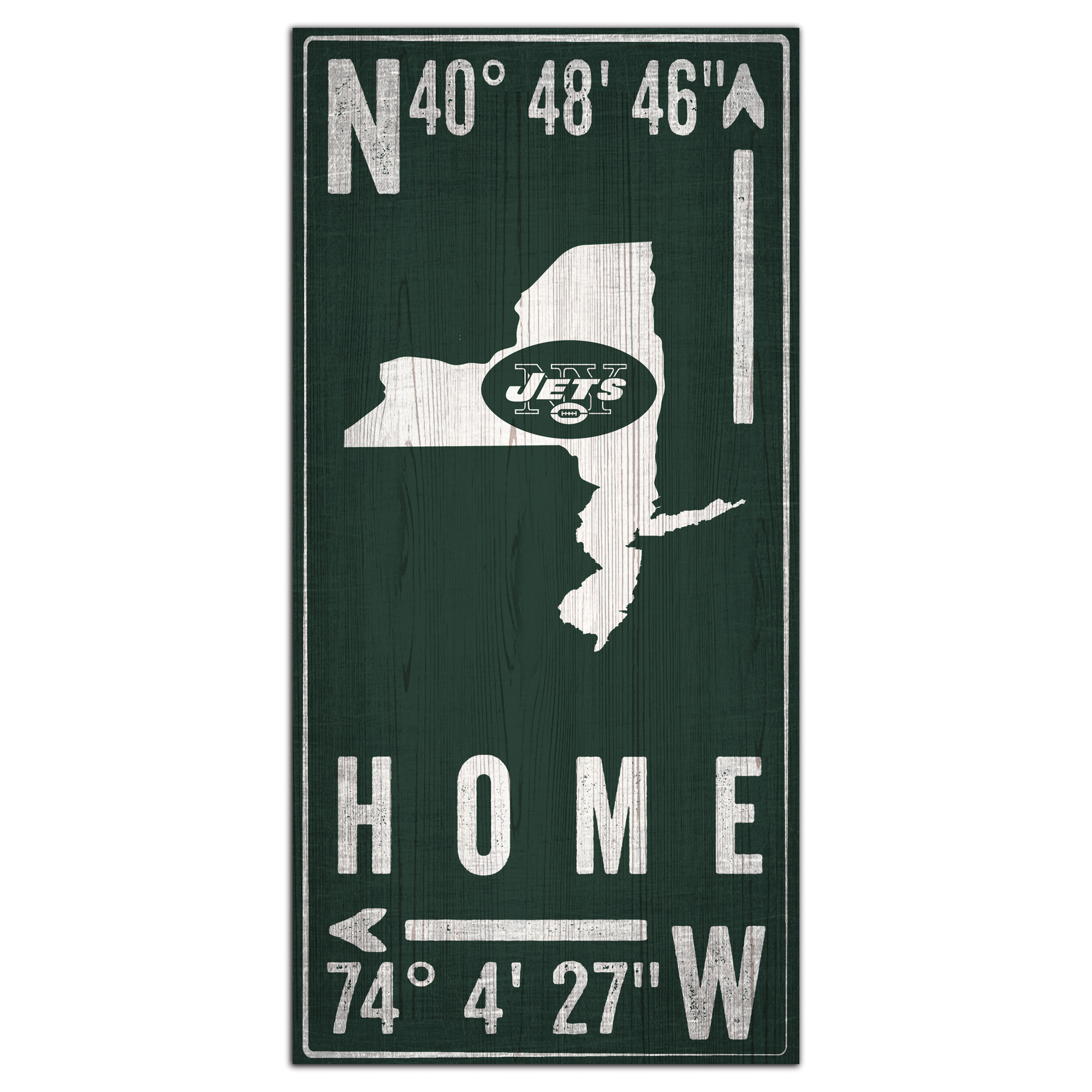 New York Jets 6'' x 12'' Team Coordinate Sign