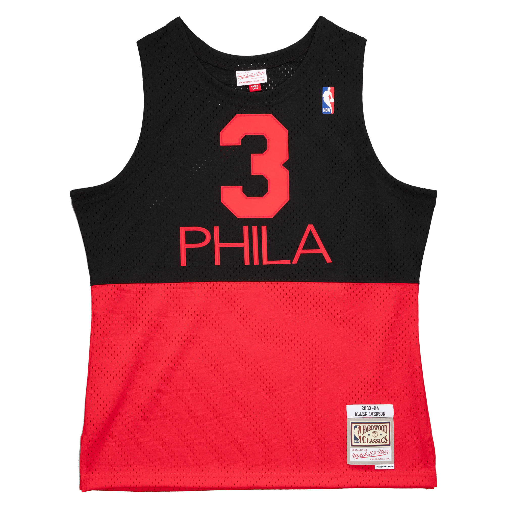 Men's Mitchell & Ness Allen Iverson Black Philadelphia 76ers 2003/04 Hardwood Classics Reload 2.0 Swingman Jersey - Image 6