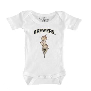 Infant Tiny Turnip White Milwaukee Brewers Triple Scoop Bodysuit