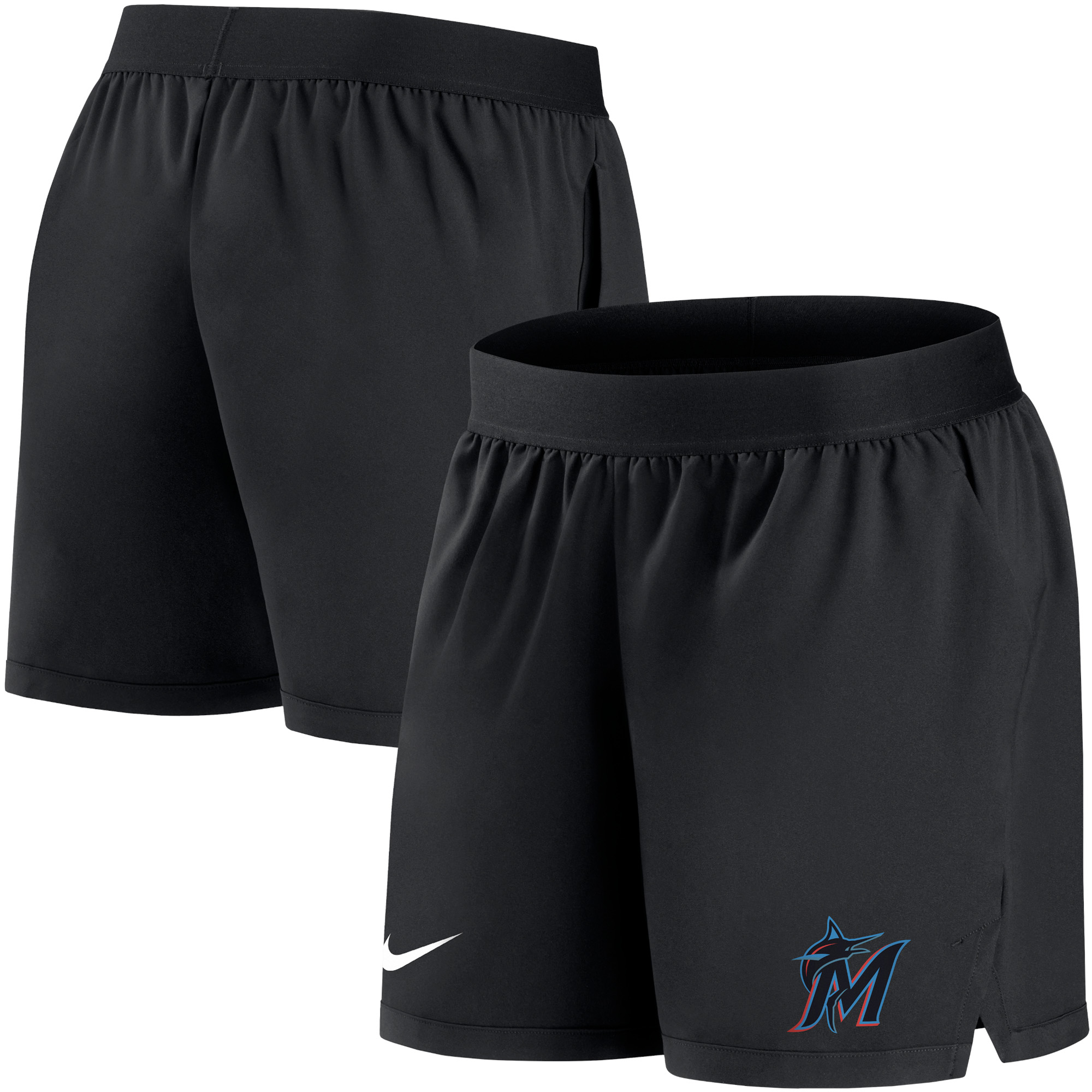 Women's Nike Black Miami Marlins Authentic Collection Flex Vent Max Performance Shorts - Image 2