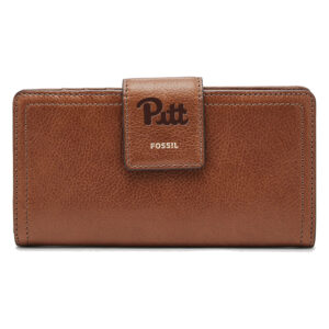 Women's Fossil Brown Pitt Panthers Leather Logan RFID Tab Clutch
