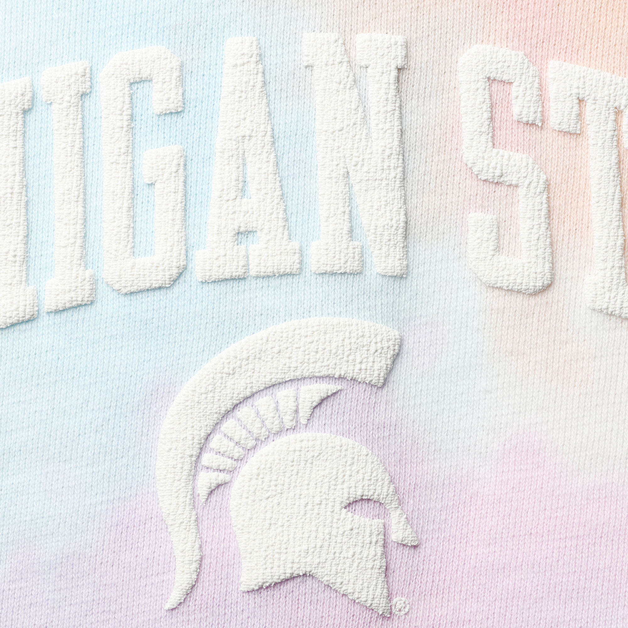 Women's League Collegiate Wear Pink/White Michigan State Spartans Tie-Dye Cropped Pullover Hoodie - Image 9
