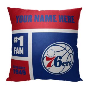 The Northwest Group Philadelphia 76ers 18'' x 18'' Colorblock Personalized Throw Pillow