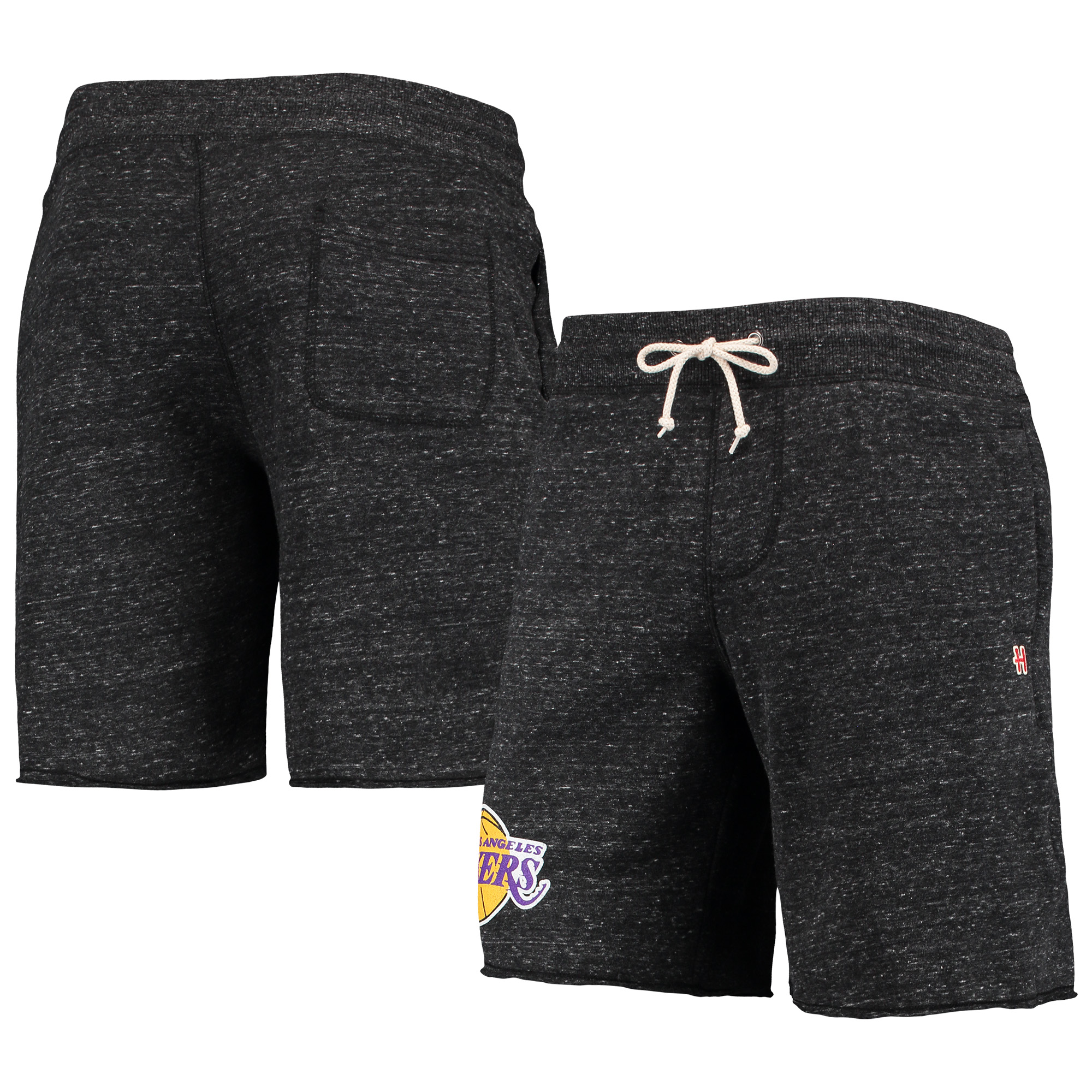 Men's Homage Charcoal Los Angeles Lakers Primary Logo Tri-Blend Sweat Shorts