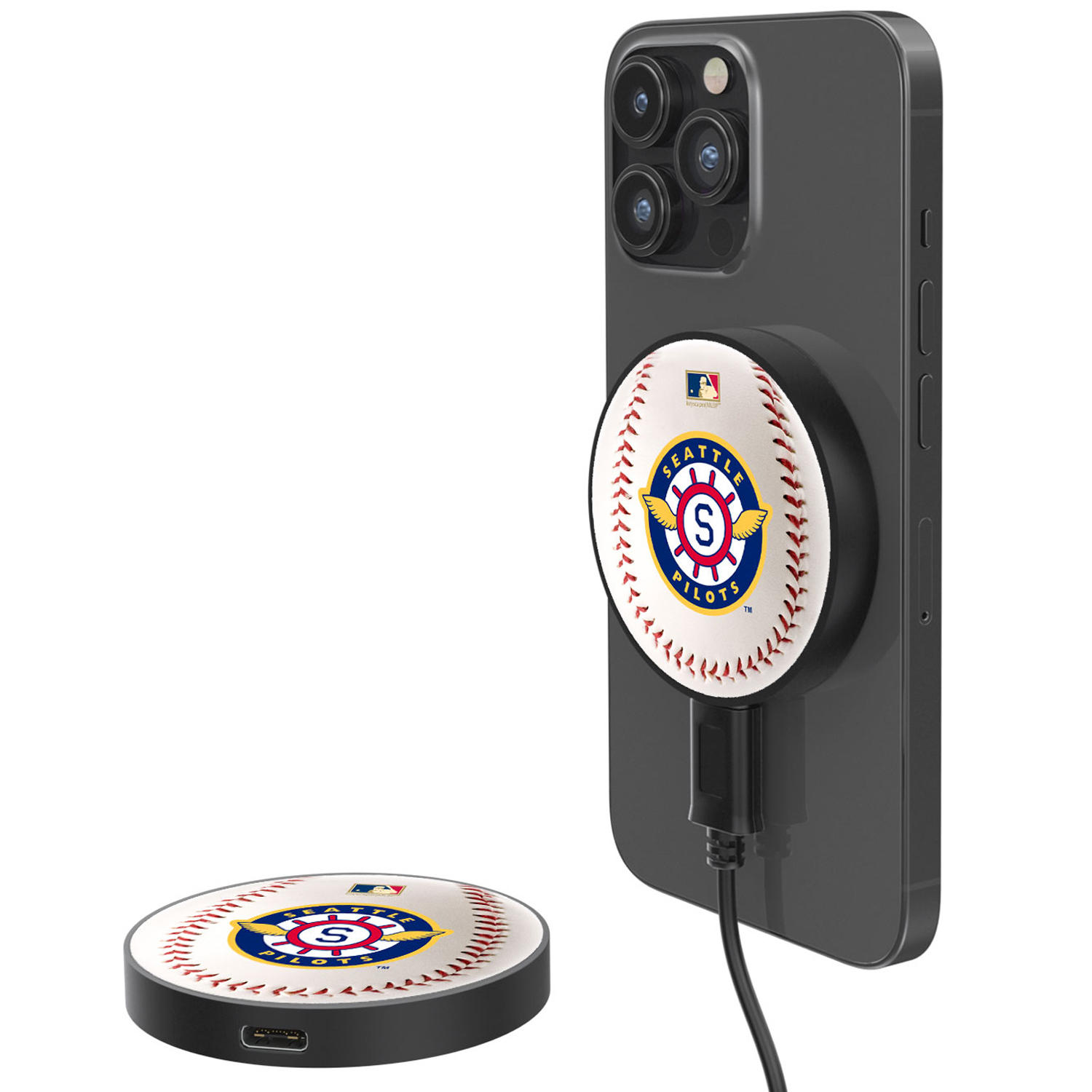 Seattle Pilots 10-Watt Baseball Cooperstown Collection Wireless Magnetic Charger