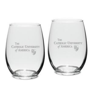 Catholic University Cardinals 15oz. 2-Piece Stemless Wine Glass Set