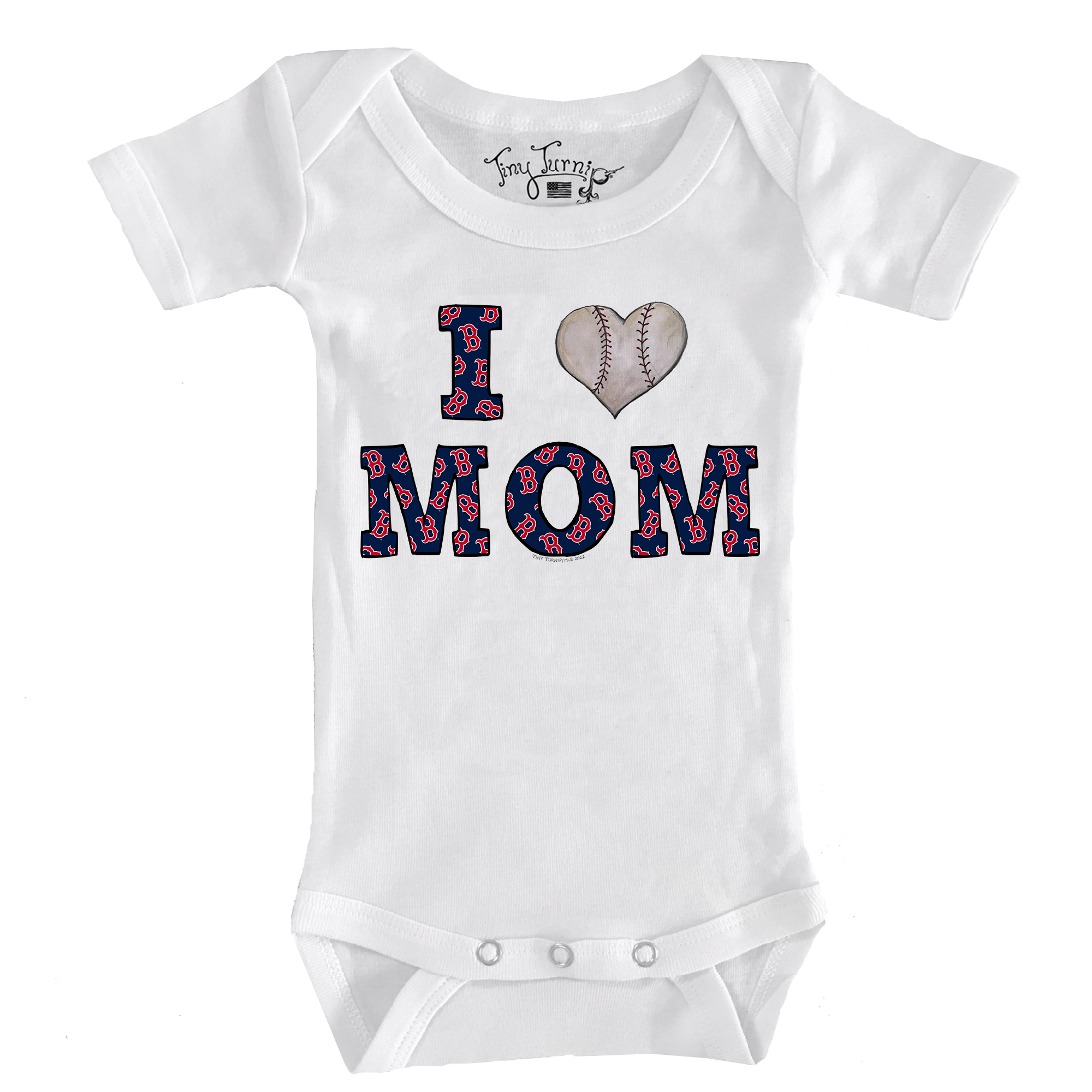 Infant Tiny Turnip White Boston Red Sox Heart Mom Bodysuit