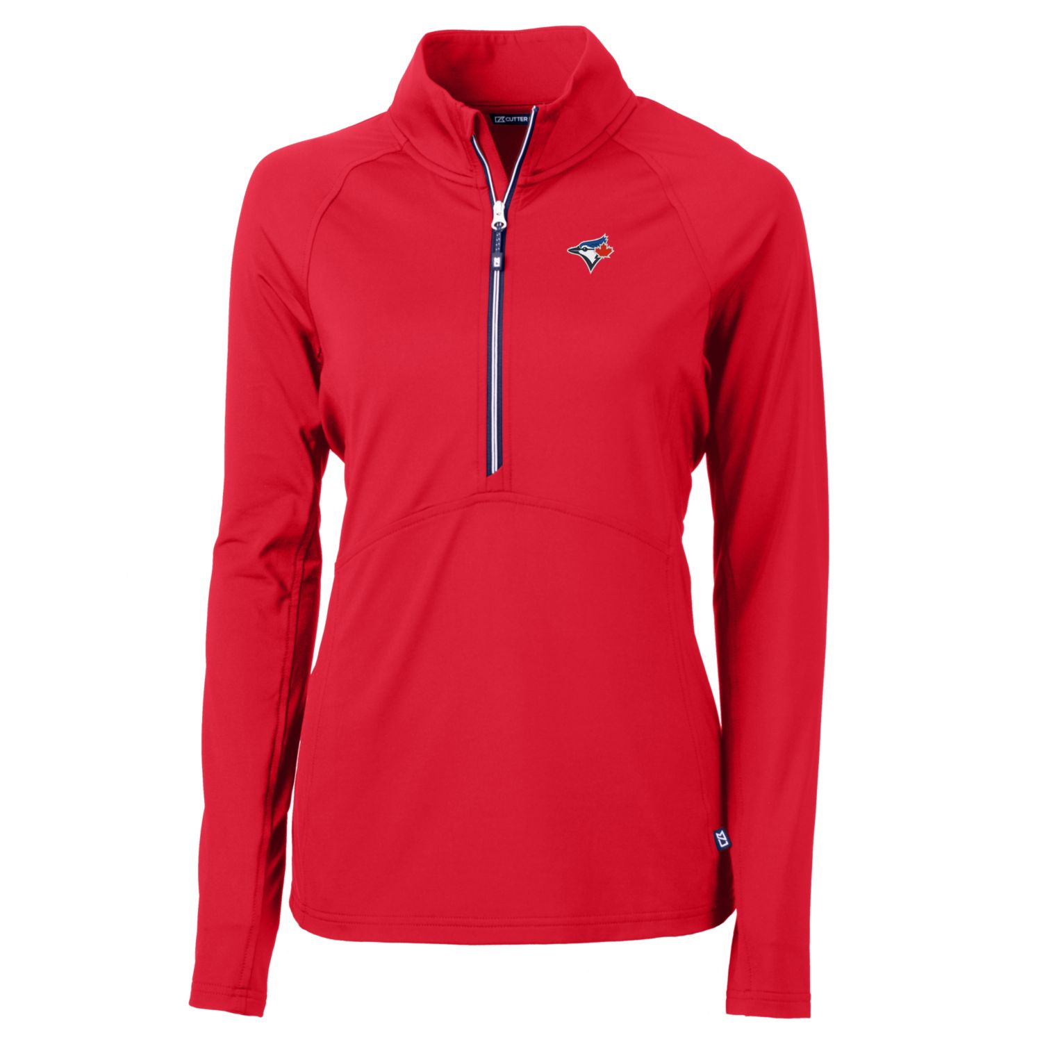 Women's Cutter & Buck Red Toronto Blue Jays Adapt Eco Knit Stretch Half-Zip Pullover Top
