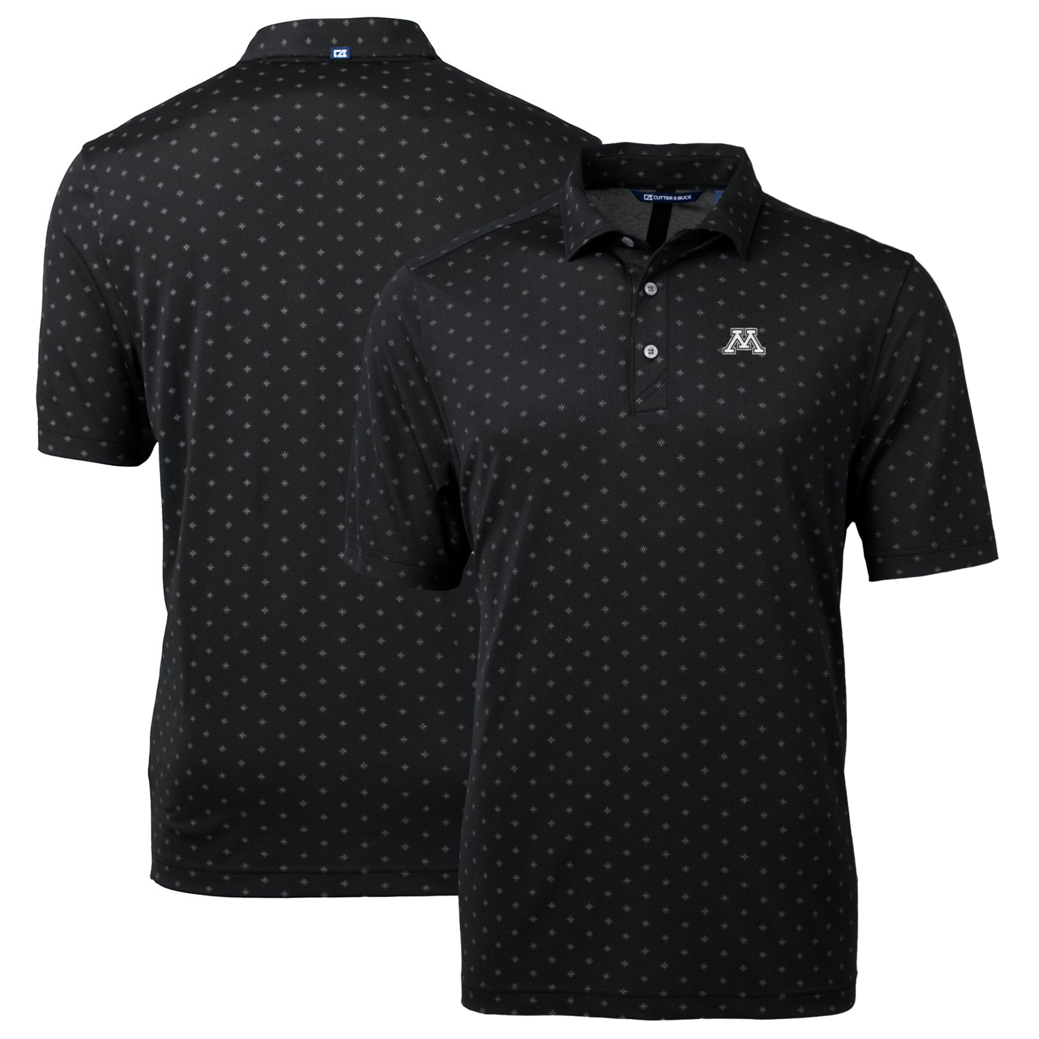 Men's Cutter & Buck Black Minnesota Golden Gophers Big & Tall Virtue Eco Pique Tile Print Recycled Polo - Image 2
