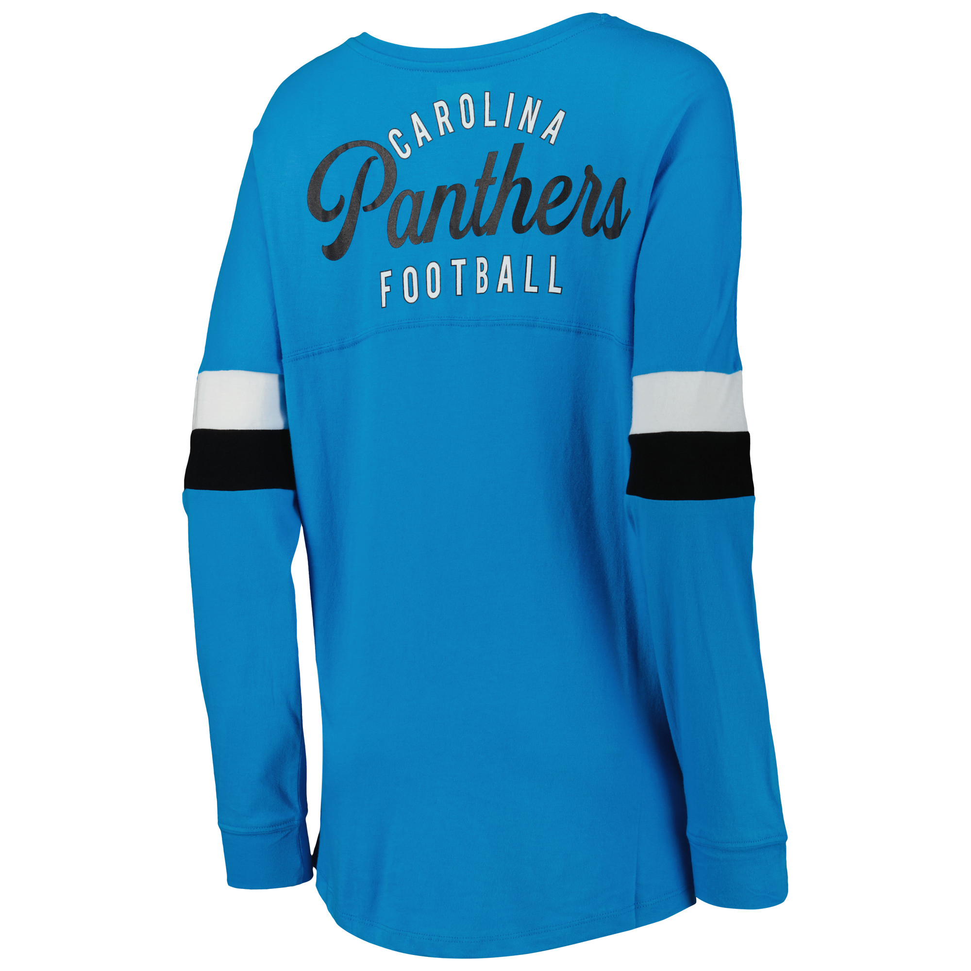 Women's New Era Blue Carolina Panthers Athletic Varsity Lightweight Lace-Up Long Sleeve T-Shirt - Image 4