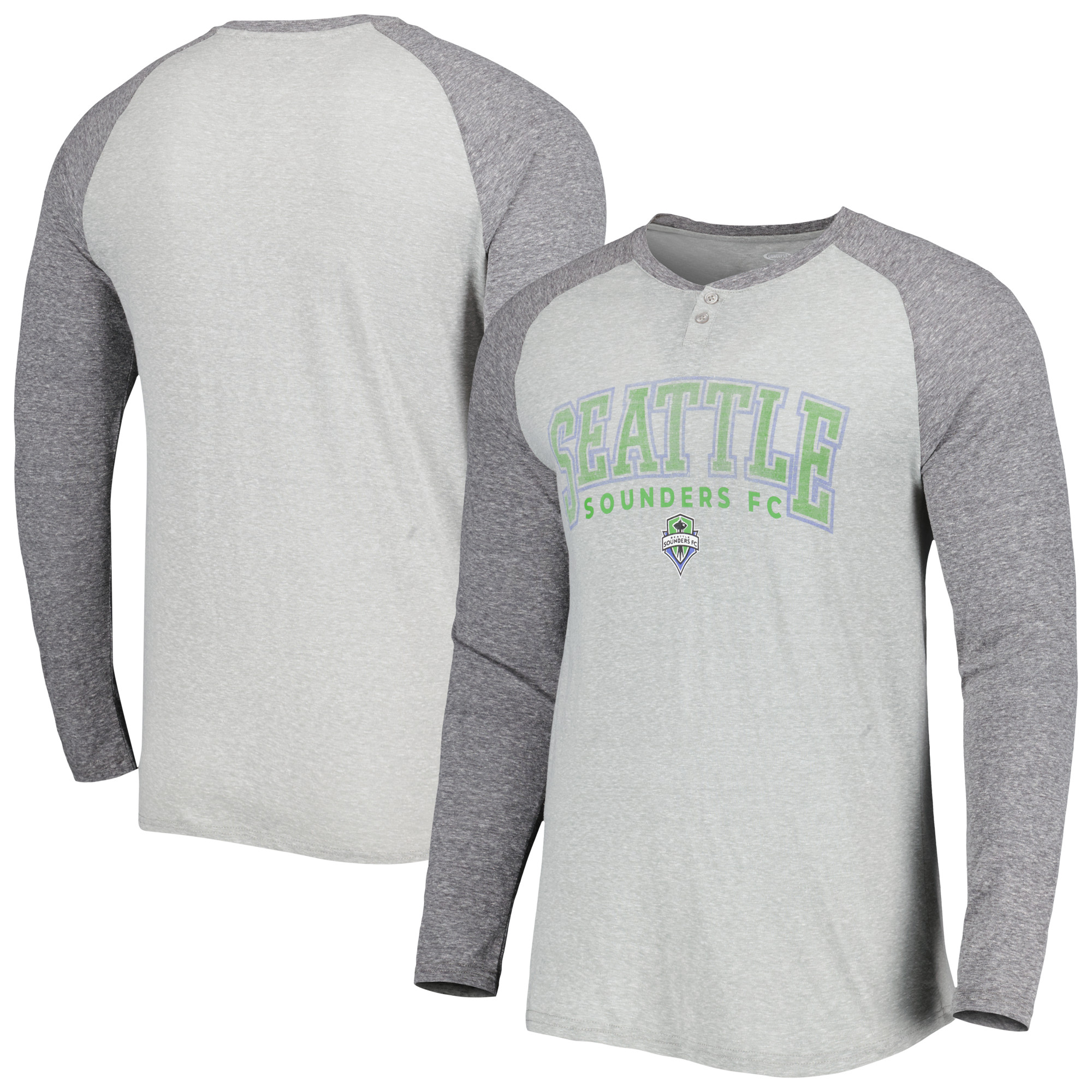 Men's Concepts Sport Heathered Gray/Heathered Charcoal Seattle Sounders FC Ledger Raglan Long Sleeve T-Shirt