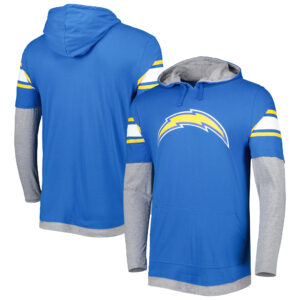 Men's New Era Powder Blue Los Angeles Chargers Long Sleeve Hoodie T-Shirt