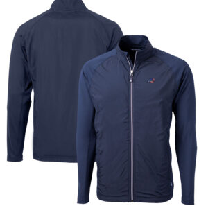 Men's Cutter & Buck Navy Carolina Panthers Big & Tall Adapt Eco Knit Hybrid Recycled Full-Zip Jacket