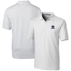 Men's Cutter & Buck White Green Bay Packers Big & Tall Forge Pencil Stripe Stretch Polo