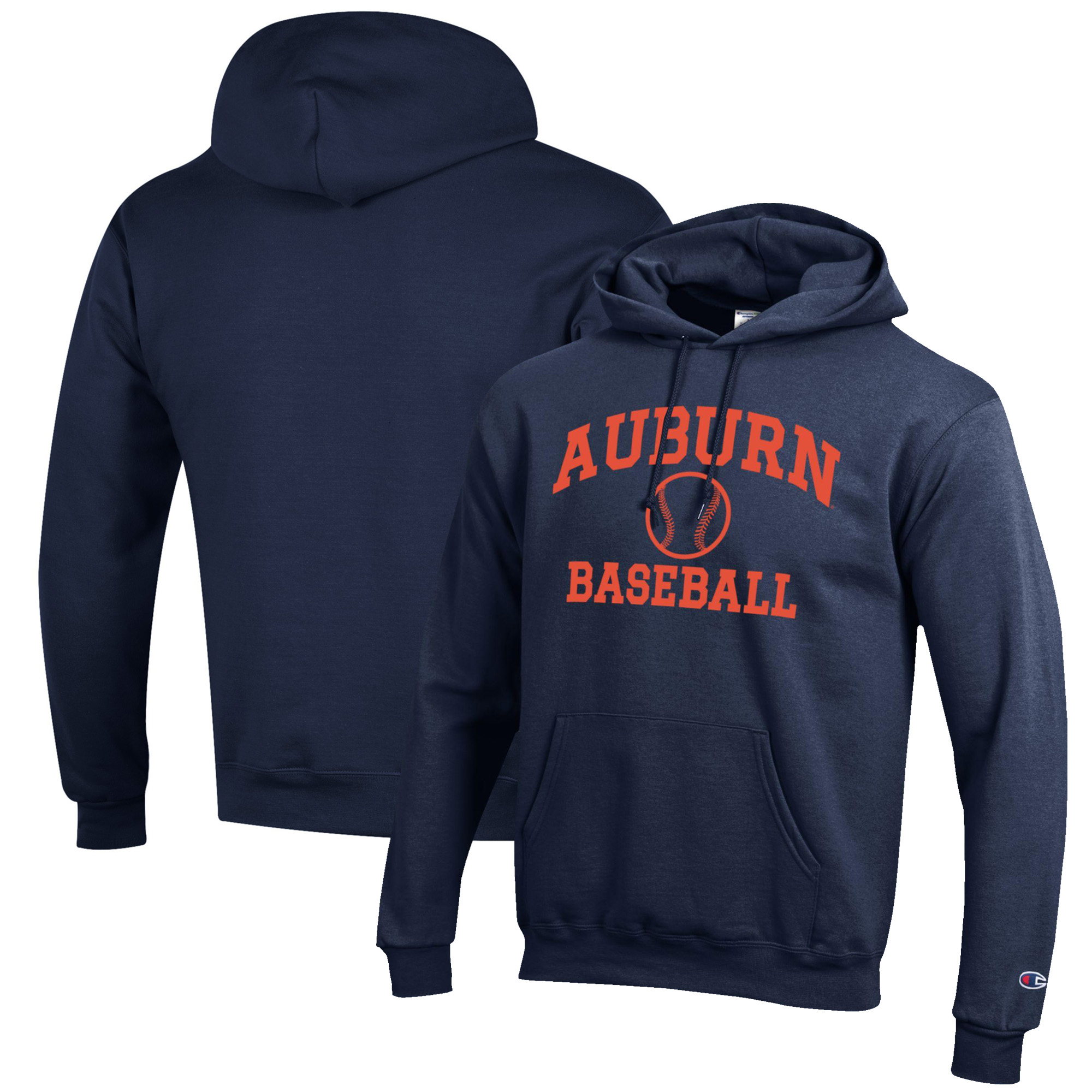 Men's Champion Navy Auburn Tigers Baseball Icon Pullover Hoodie - Image 2