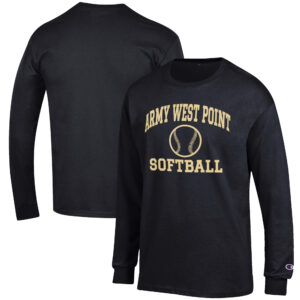 Men's Champion Black Army Black Knights Softball Icon Long Sleeve T-Shirt