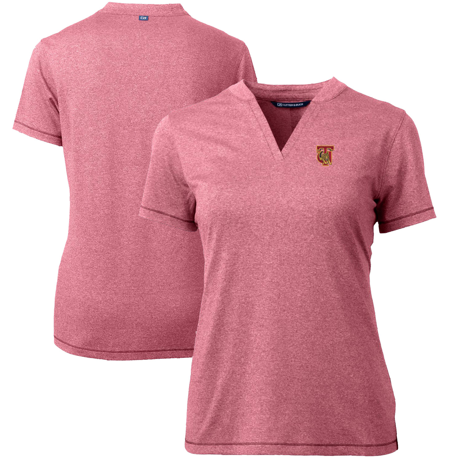 Women's Cutter & Buck Heather Crimson Tuskegee Golden Tigers Forge Blade V-Neck Top - Image 2