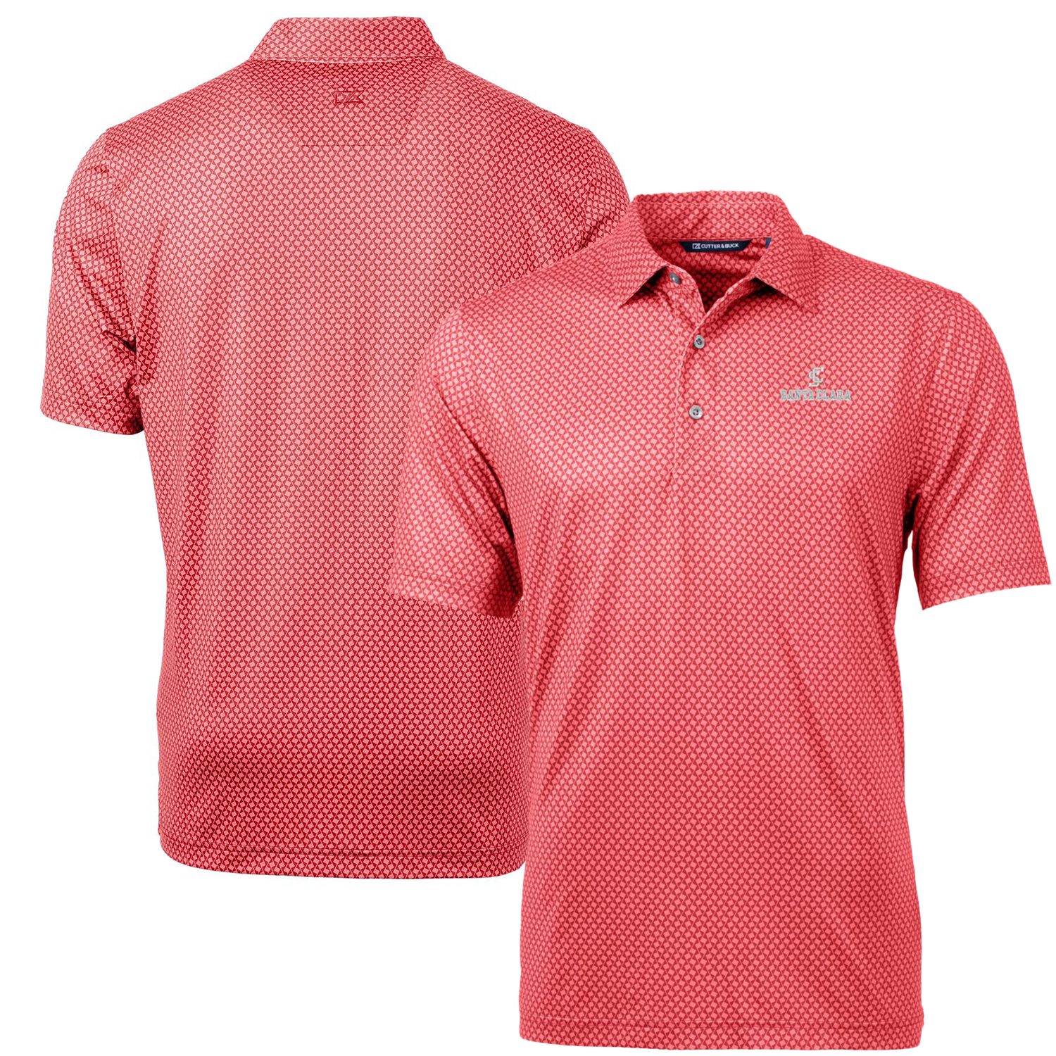 Men's Cutter & Buck Cardinal Santa Clara Broncos Pike Banner Print Polo