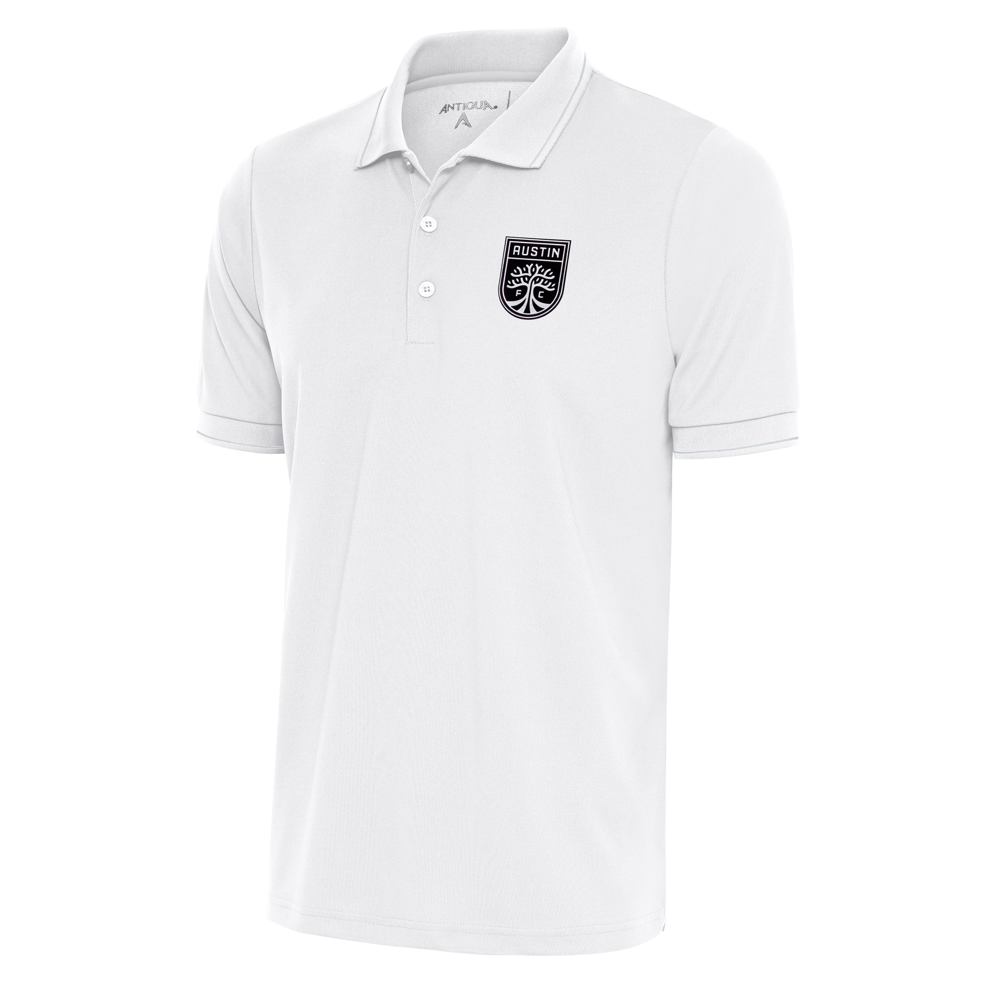 Men's Antigua White Austin FC Brushed Metallic Logo Big & Tall Solid Pique Polo