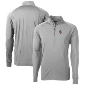 Men's Cutter & Buck Gray Southern Illinois Salukis Adapt Eco Knit Stretch Recycled Big & Tall Quarter-Zip Pullover Top