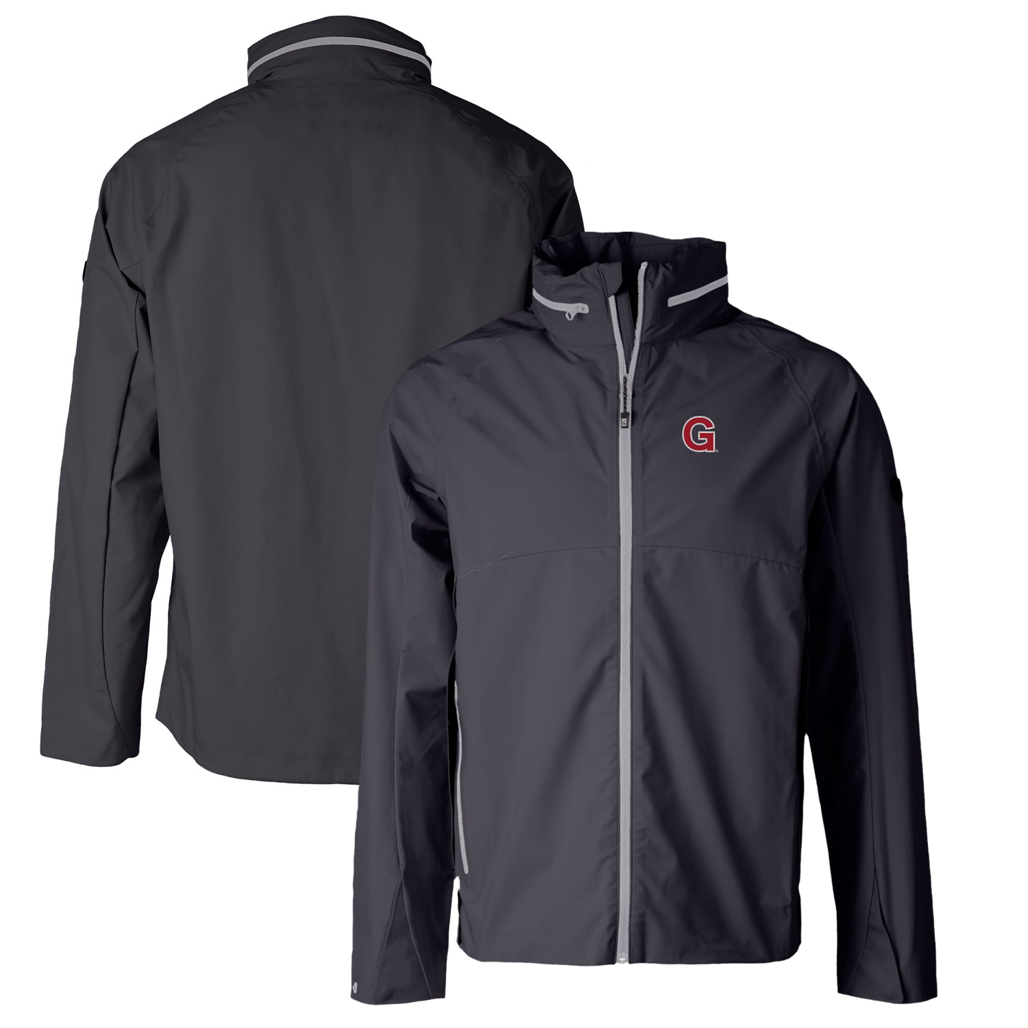Men's Cutter & Buck Graphite Gonzaga Bulldogs Vapor Water Repellent Stretch Full-Zip Rain Jacket