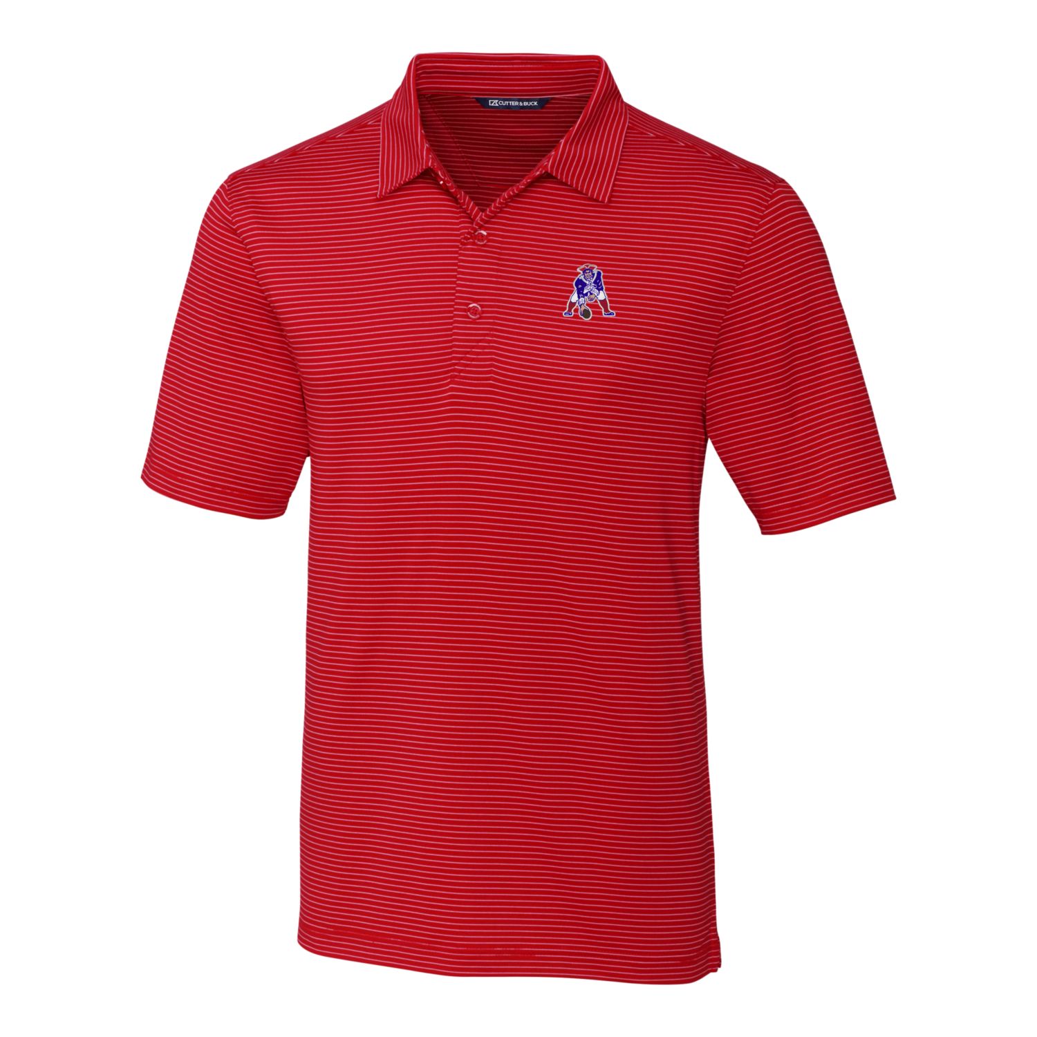 Men's Cutter & Buck Red New England Patriots Throwback Logo Forge Pencil Stripe Stretch Polo - Image 6