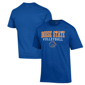 Men's Champion Royal Boise State Broncos Stack Logo Volleyball Powerblend T-Shirt