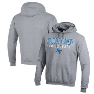 Men's Champion Heather Gray Air Force Falcons Stack Logo Volleyball Powerblend Pullover Hoodie