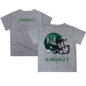 Youth Gray Hawaii Warriors Team Logo Dripping Helmet T-Shirt