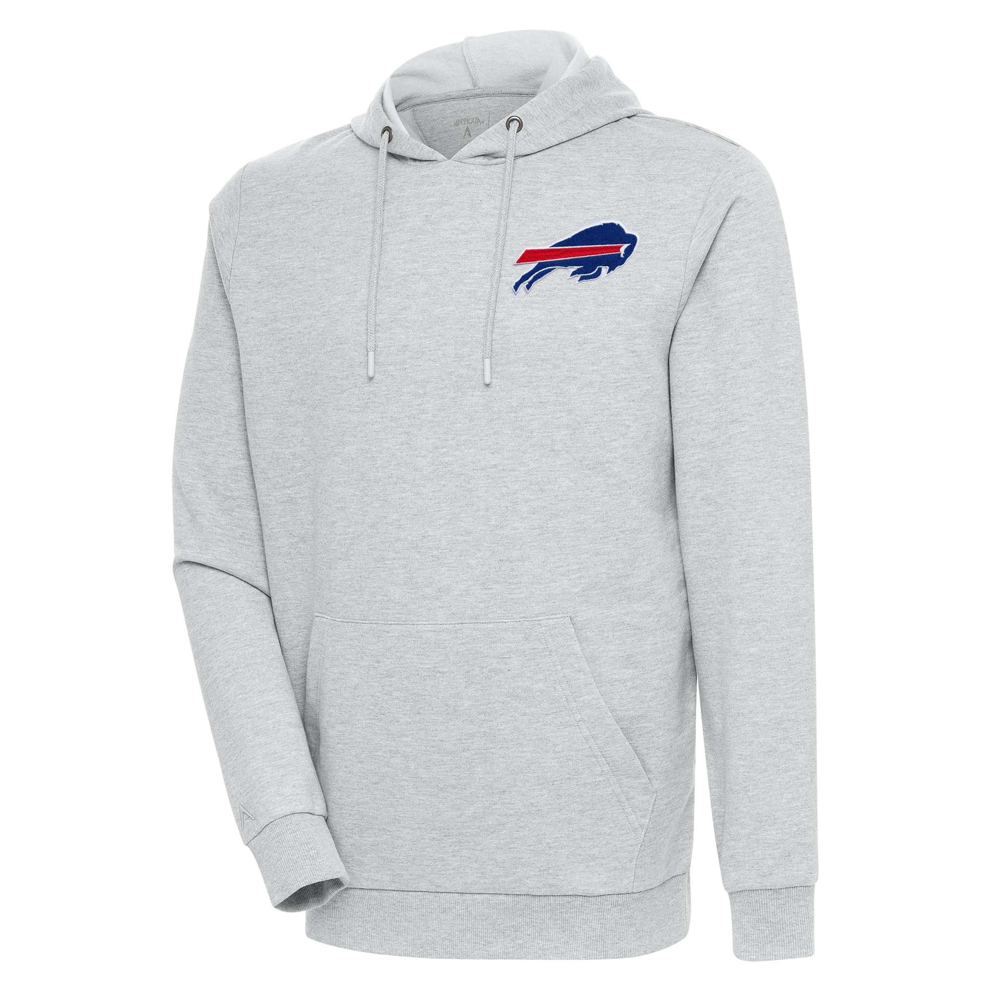 Men's Antigua Heather Gray Buffalo Bills Action Lightweight Pullover Hoodie