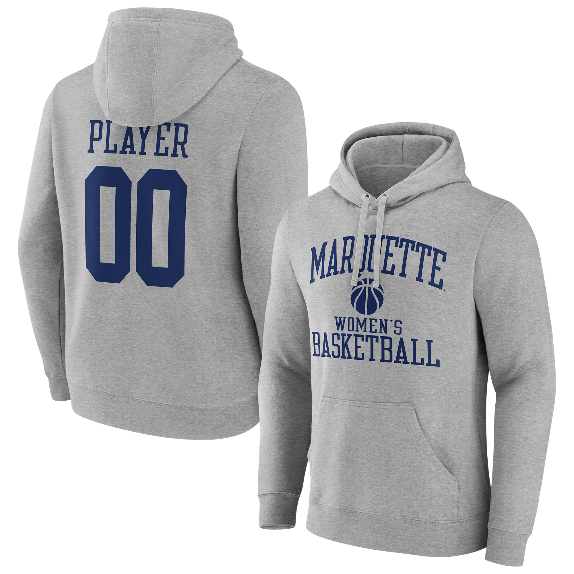 Men's Gray Marquette Golden Eagles Women's Basketball Pick-A-Player NIL Gameday Tradition Pullover Hoodie