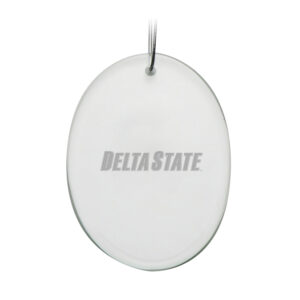 Delta State Statesmen Team Logo 2.75'' x 3.75'' Glass Oval Ornament