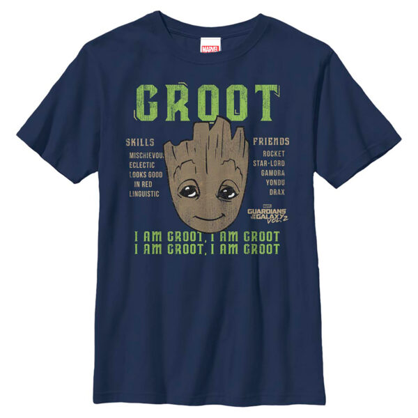 Youth Navy Guardians of the Galaxy Groot Information T-Shirt