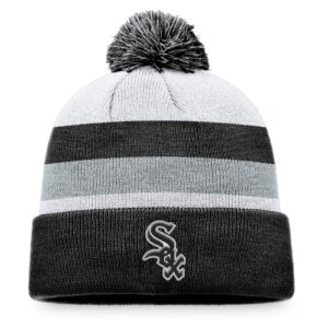 Men's Fanatics Black Chicago White Sox Stripe Cuffed Knit Hat with Pom