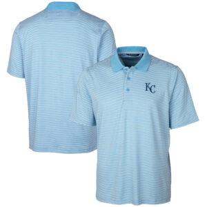 Men's Cutter & Buck  Light Blue Kansas City Royals Forge Tonal Stripe Stretch Polo