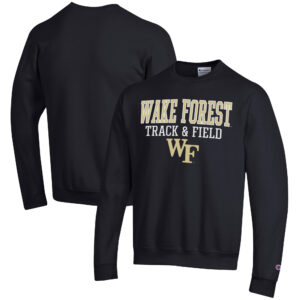 Men's Champion  Black Wake Forest Demon Deacons Track & Field Stack Powerblend Pullover Sweatshirt