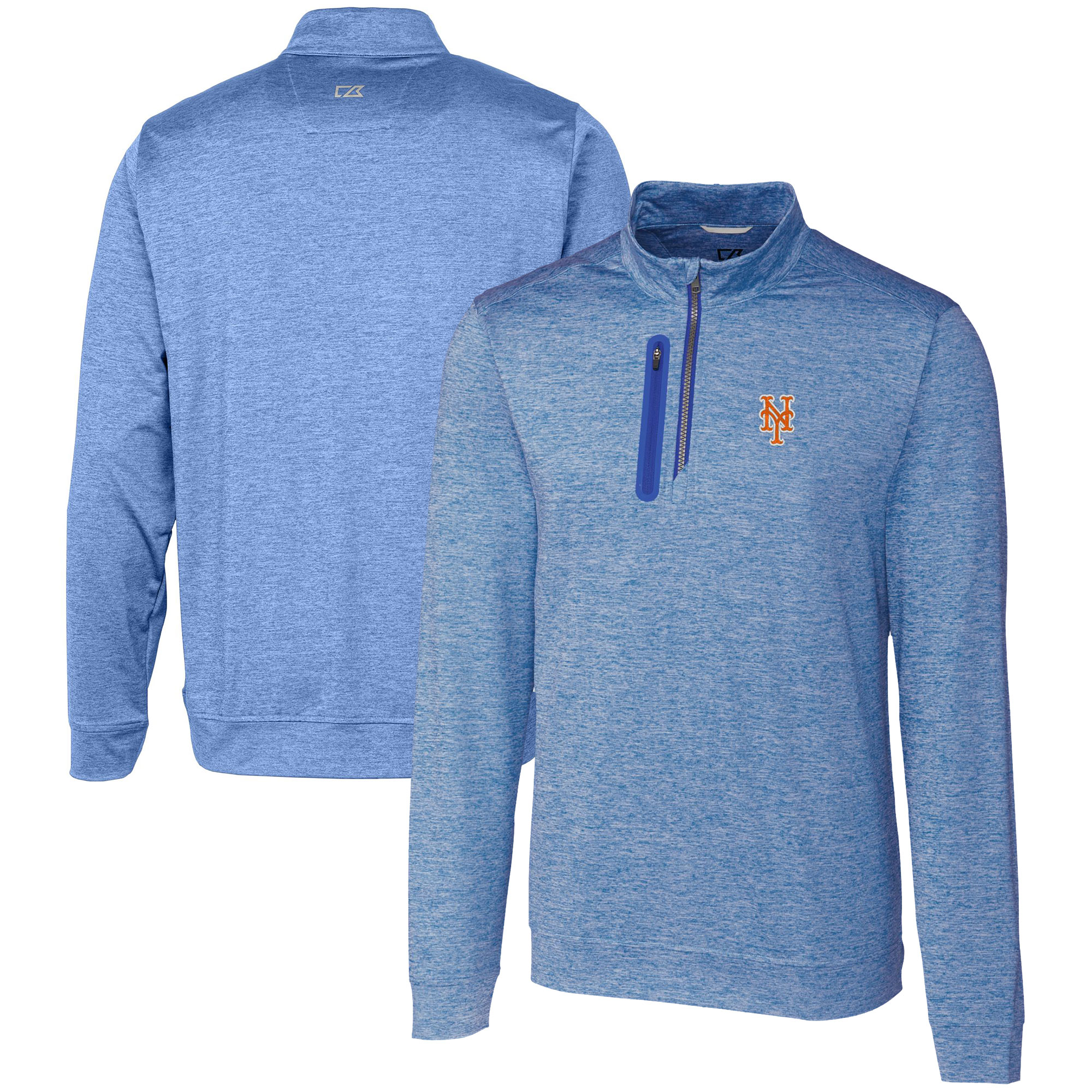 Men's Cutter & Buck Royal New York Mets Stealth Heathered Quarter-Zip Pullover Top