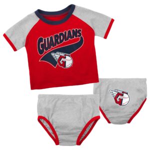 Infant Red/Heather Gray Cleveland Guardians Little Slugger Two-Pack Bodysuit Set