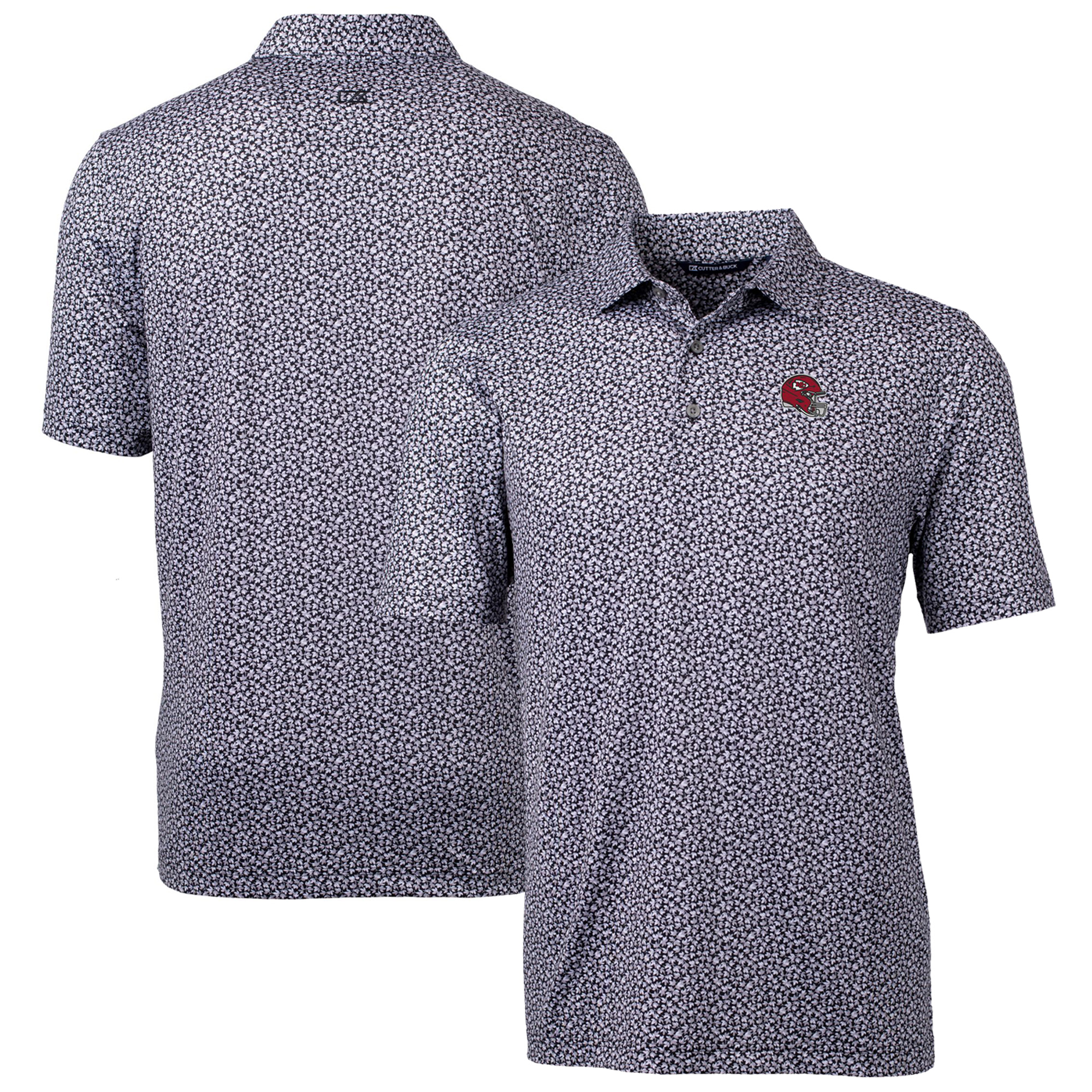 Men's Cutter & Buck Black Kansas City Chiefs Pike Magnolia Print Stretch Polo