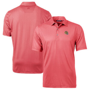 Men's Cutter & Buck  Red San Francisco 49ers Helmet Pike Banner Print Stretch Polo