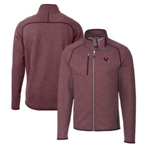 Men's Cutter & Buck  Burgundy Washington Commanders Helmet Mainsail Sweater-Knit Full-Zip Jacket
